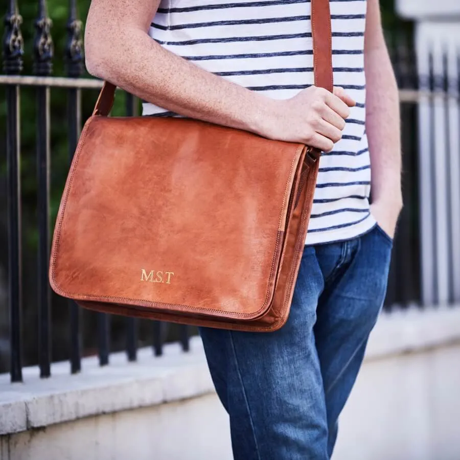 Tan Leather Messenger Bag