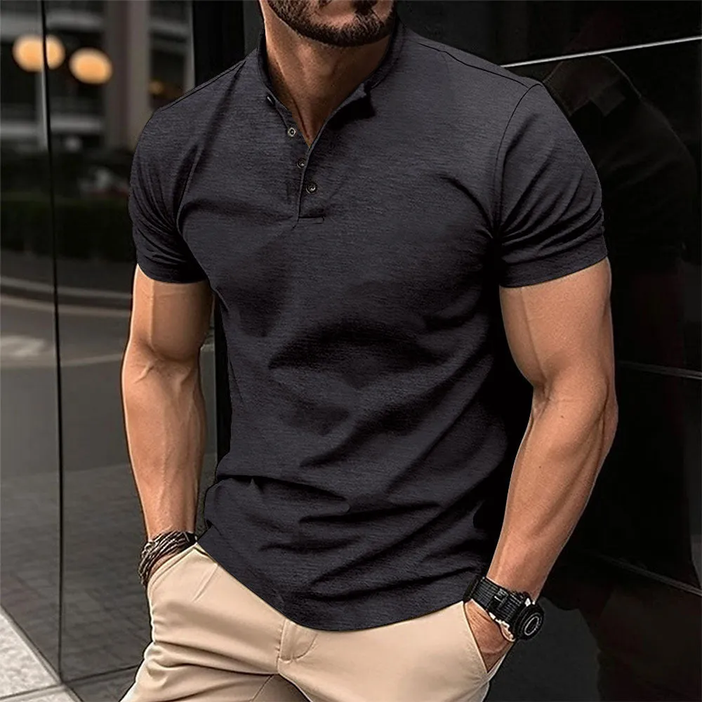 Trendy Henley Collar Polo Shirt