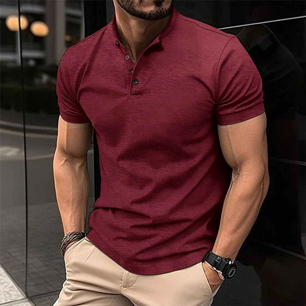 Trendy Henley Collar Polo Shirt