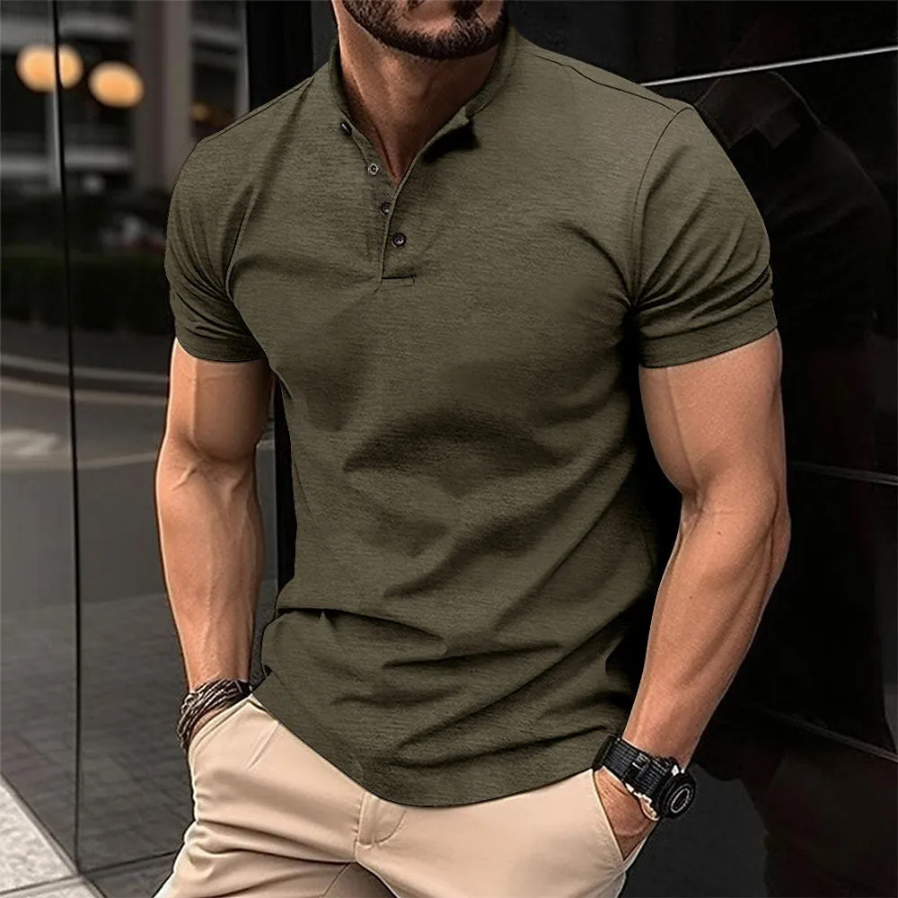 Trendy Henley Collar Polo Shirt