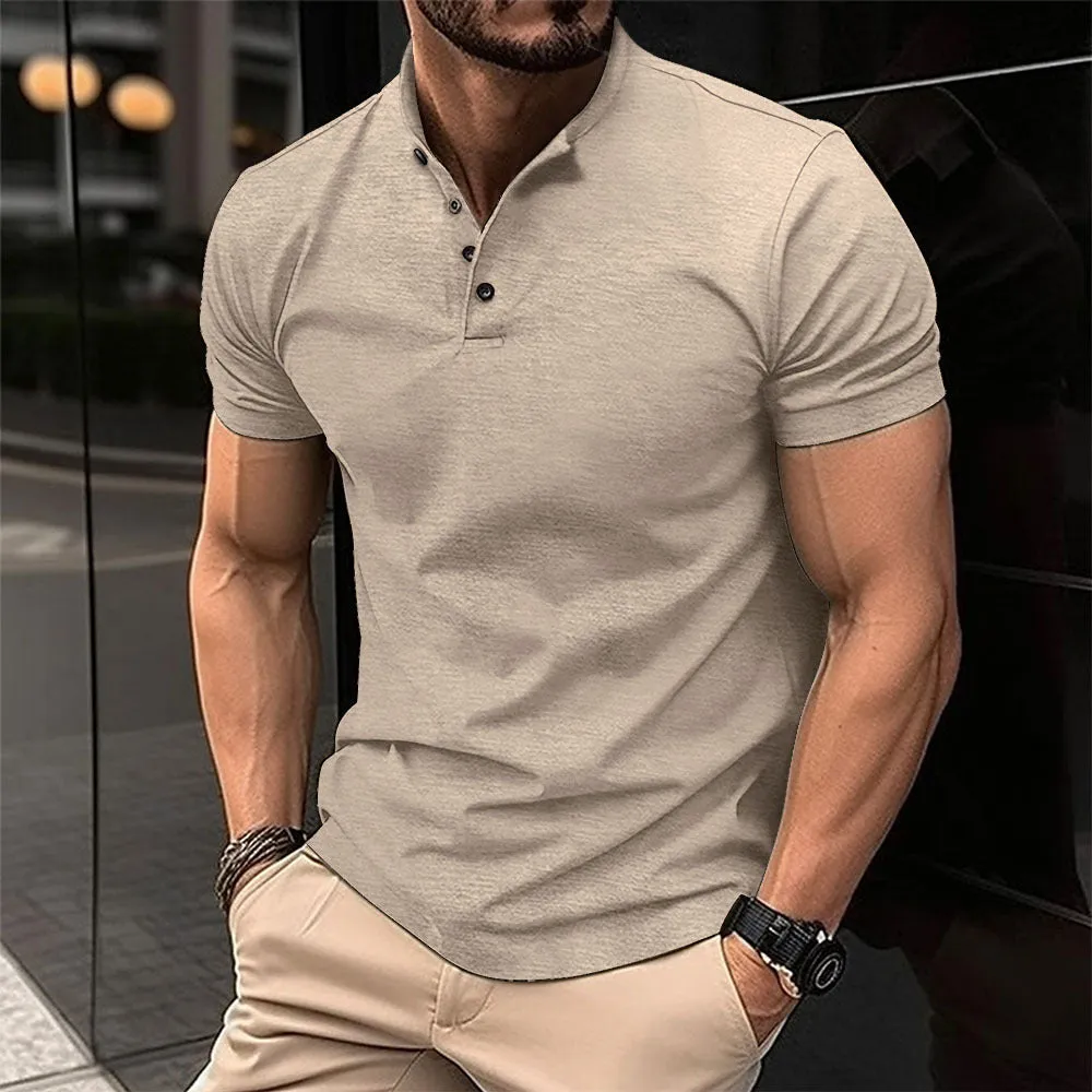 Trendy Henley Collar Polo Shirt