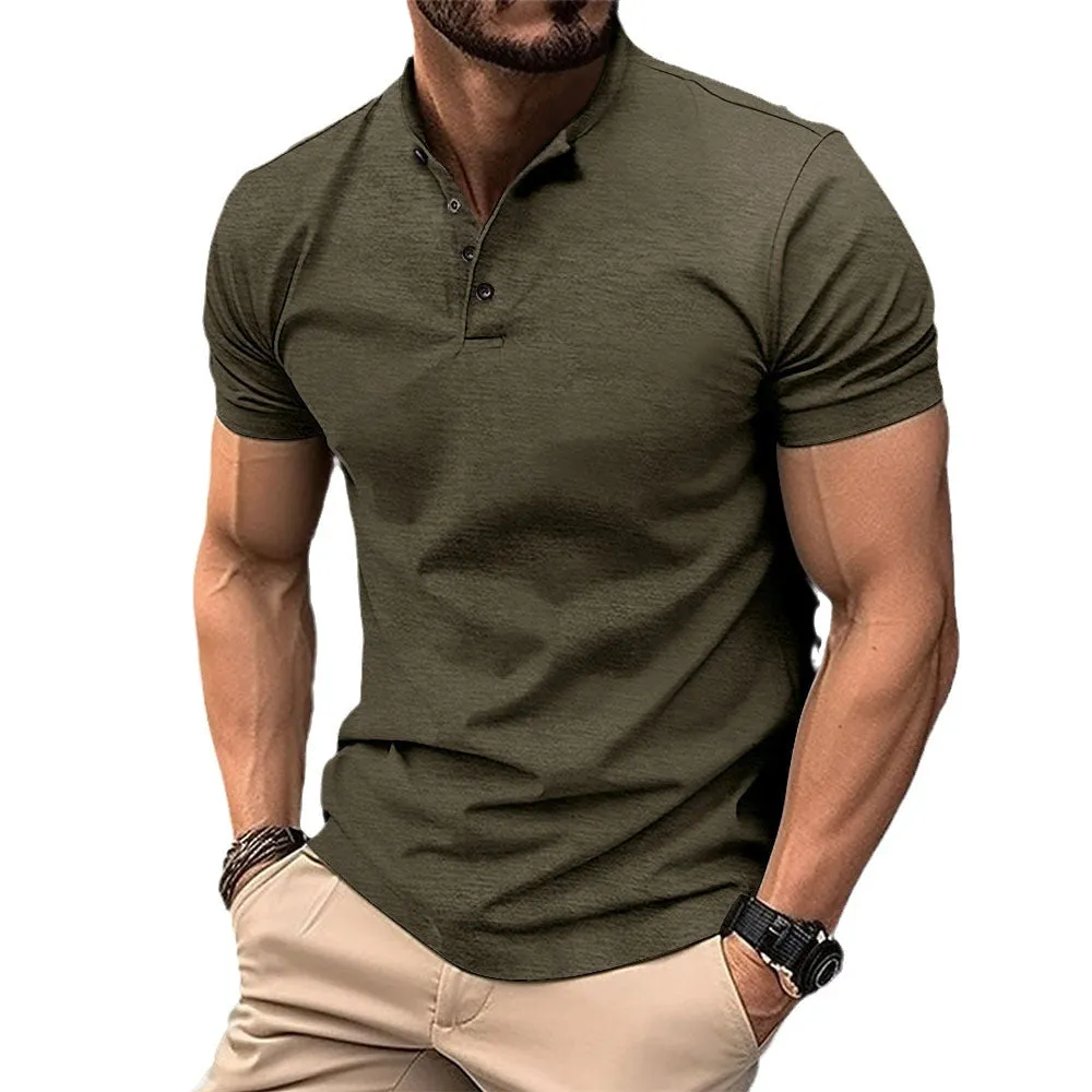 Trendy Henley Collar Polo Shirt