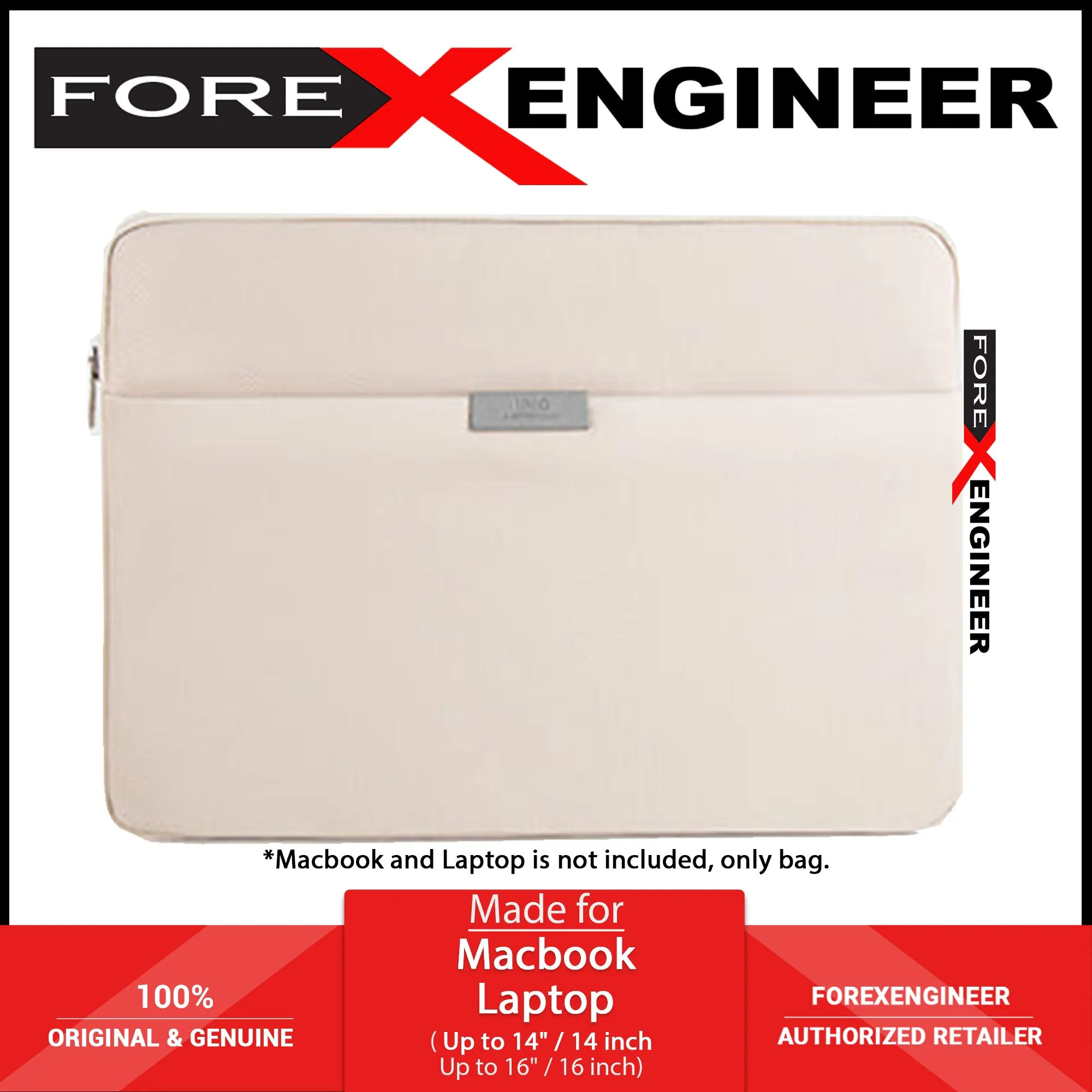 UNIQ Bergen Protective Nylon Laptop Sleeve for MacBook and Laptops Up to 14" - Ivory Beige ( Barcode: 8886463680704 )