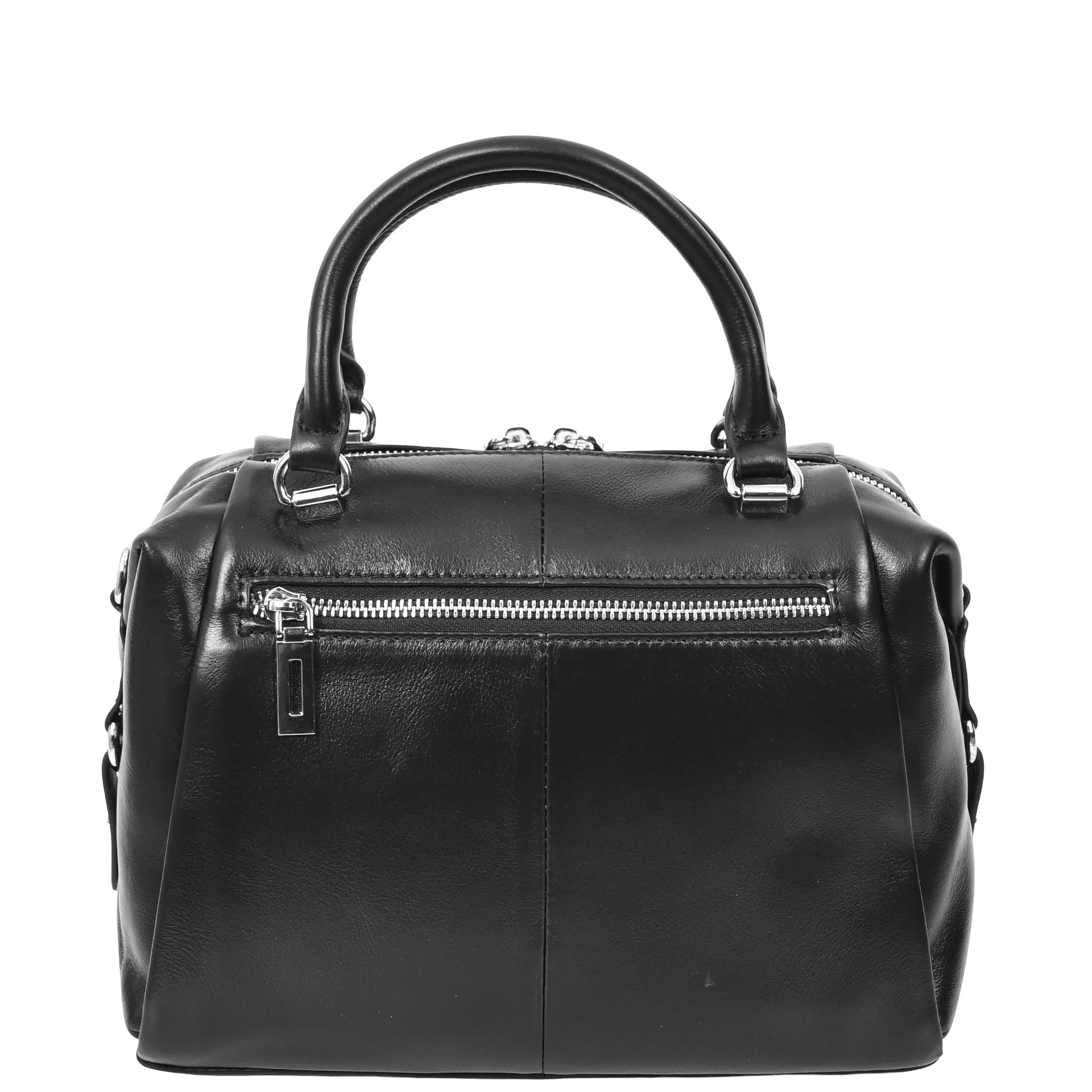 Womens Leather Small Barrel Shape Handbag Luna Black