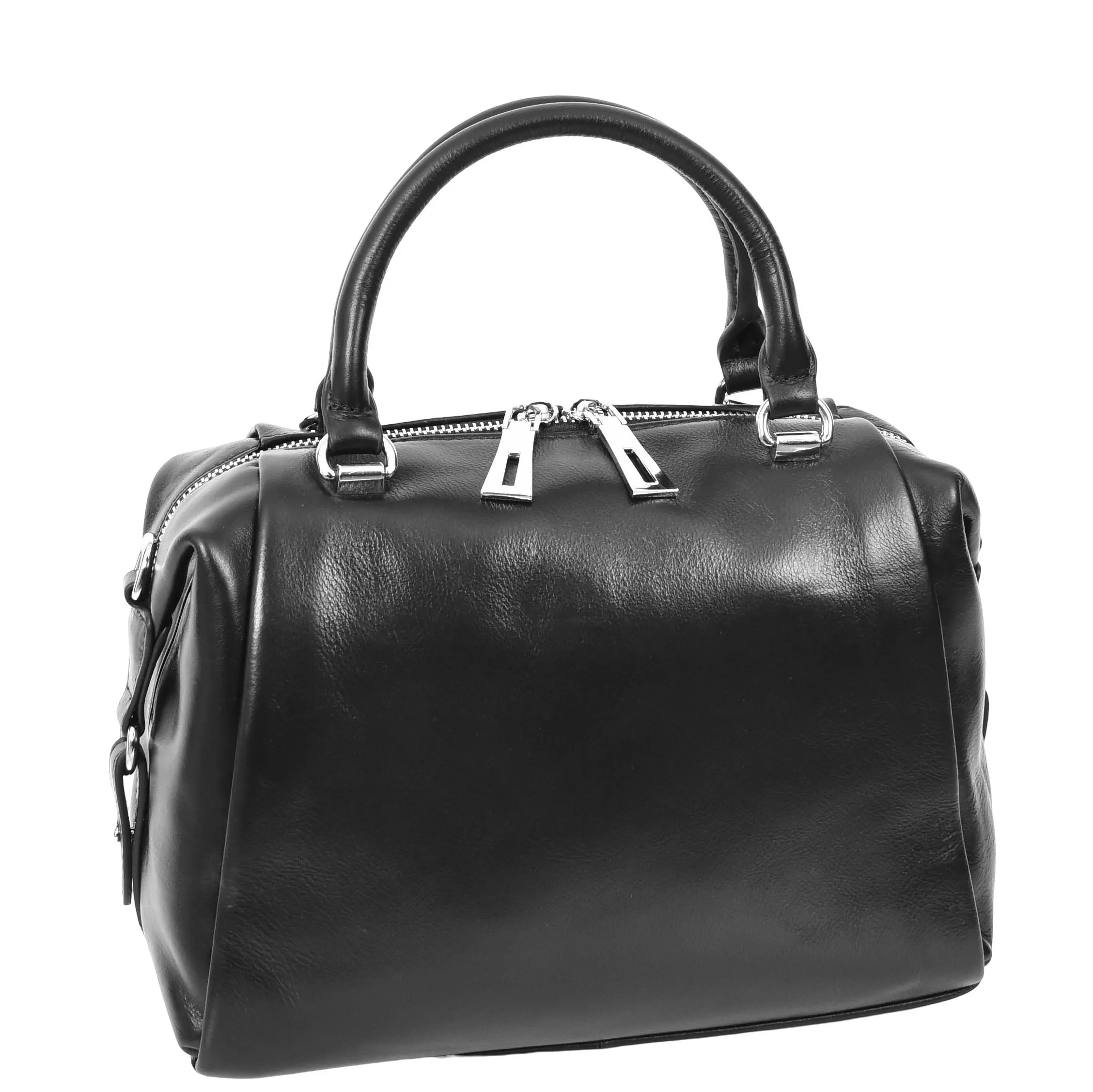 Womens Leather Small Barrel Shape Handbag Luna Black