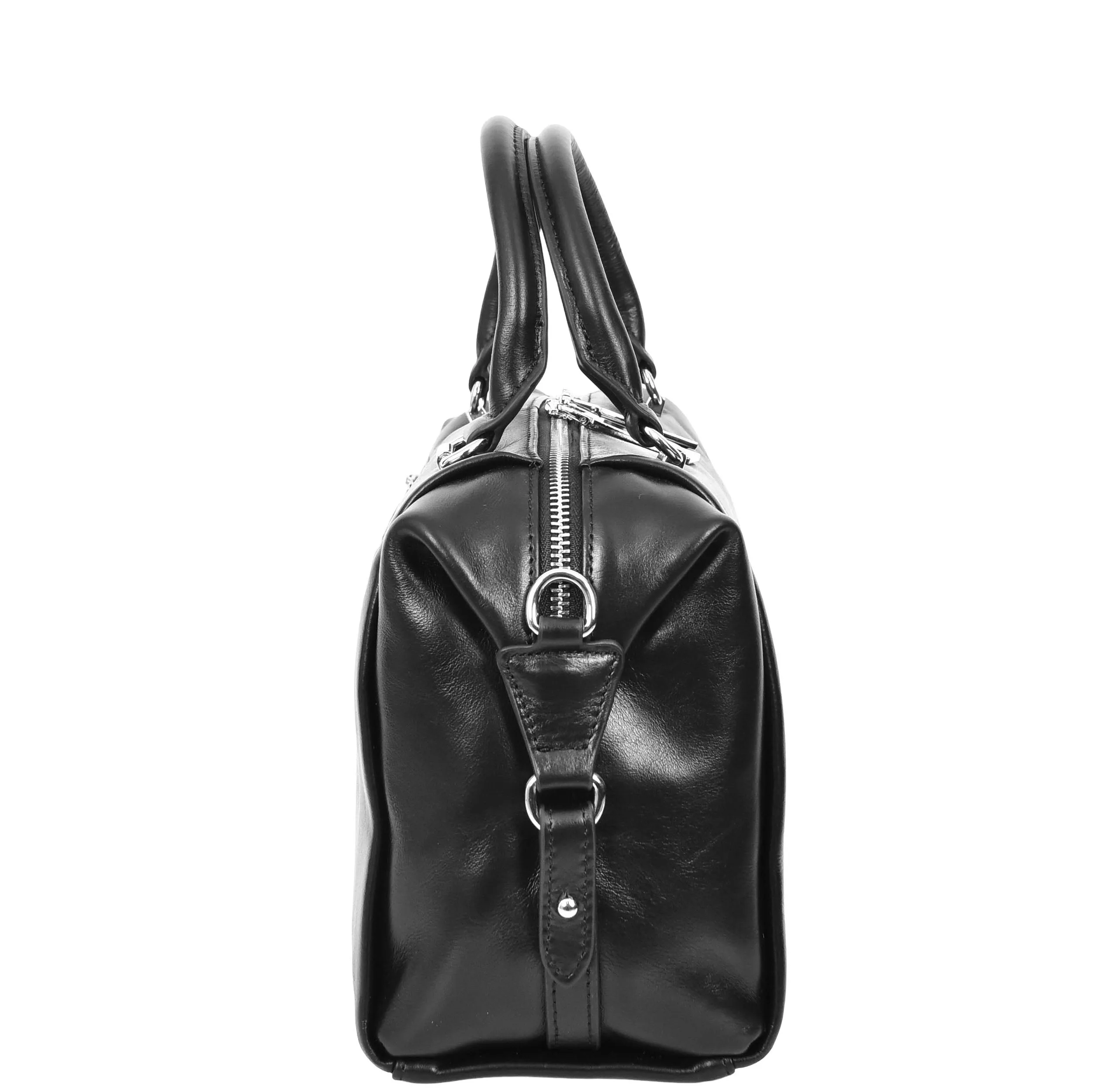 Womens Leather Small Barrel Shape Handbag Luna Black