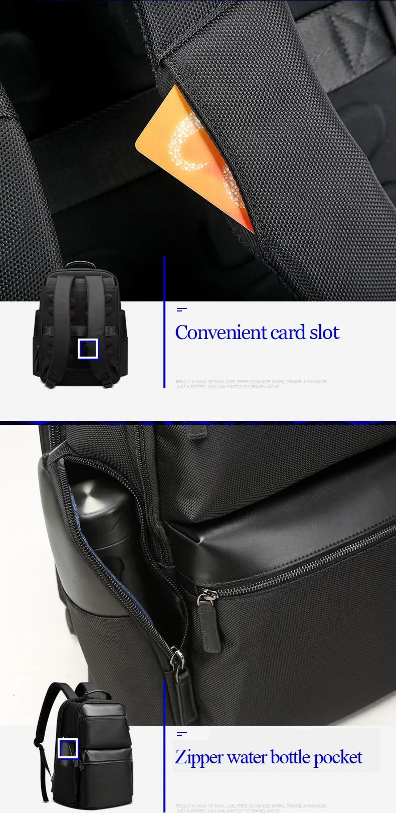 Women's Nylon Waterproof USB Charging 15.6 Inch Laptop Backpack